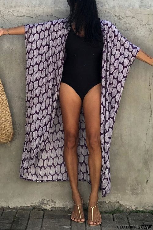 Leaf Belted Kimono Cardigan