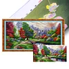 (US Only)Full Embroidery Eco-cotton Thread 11CT Printed Landscape Cross Stitch 131x66cm