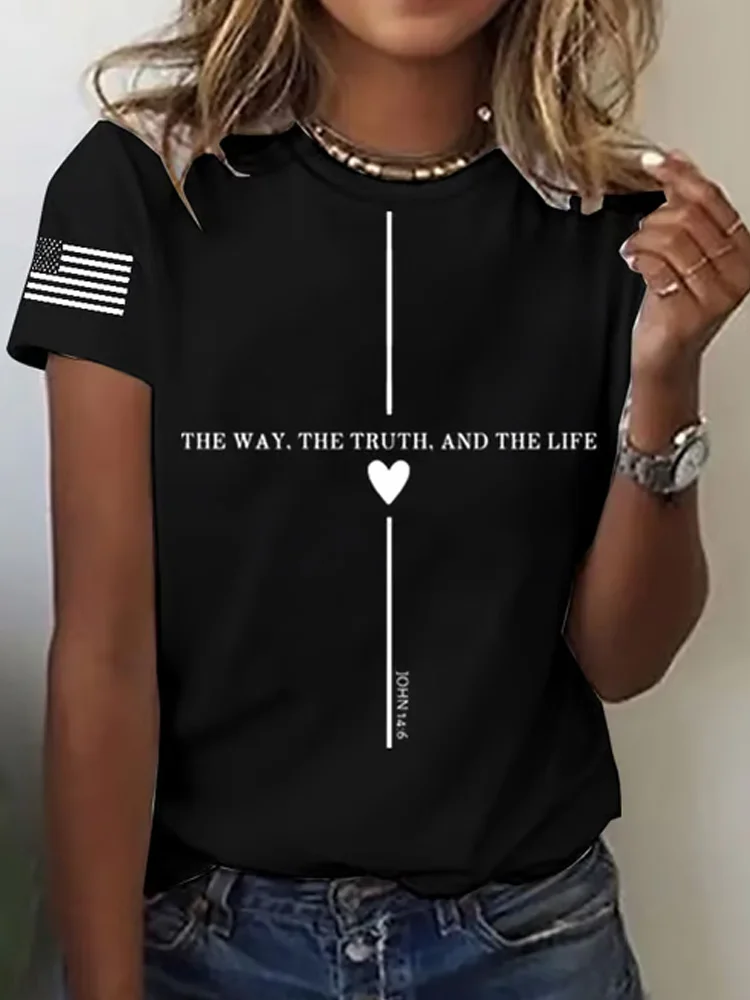 VChics Women's Casual Faith In Jesus Truth Printed Short-sleeved T-shirt