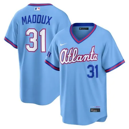 Men's Atlanta Braves #31 Greg Maddux Nike Powder Blue 2026 City Connect Stadium Jersey WC28