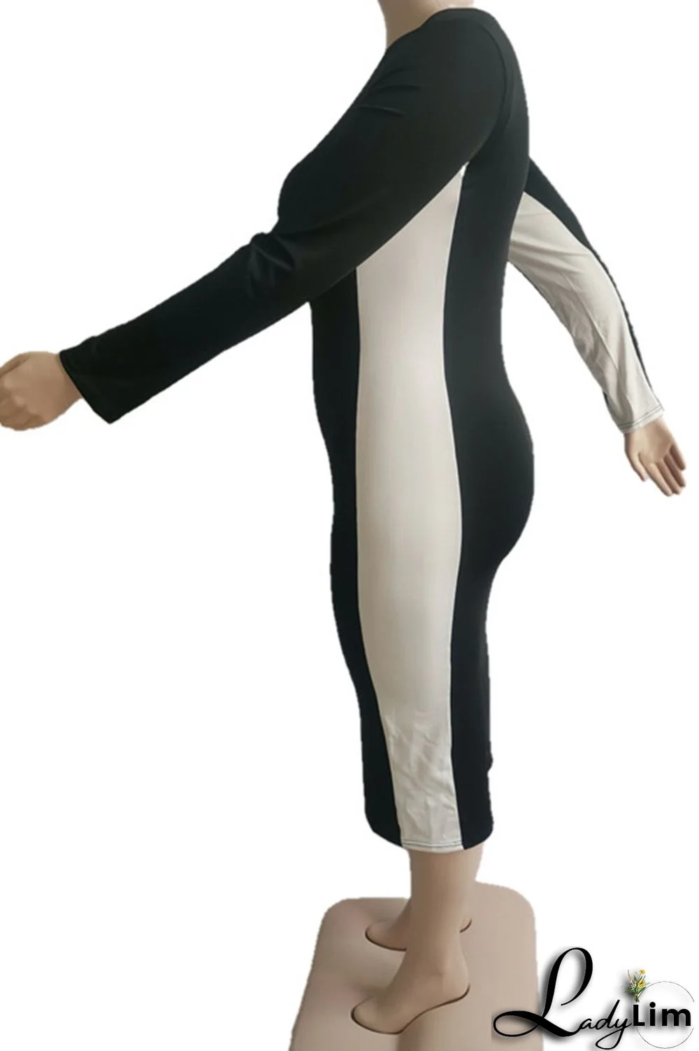 Black Casual Print Split Joint V Neck One Step Skirt Plus Size Dresses