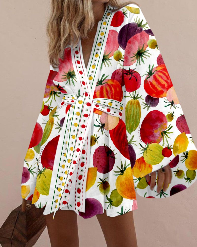 Rotimia Summer fruit print mini dress