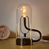 Retro Nostalgic Candlelight LED Touch Desk Lamp TYP-C Rechargeable Desk Lamp Aluminum Glass Candlelight Water Drop Magnetic Field Driven Swing Desk Lamp