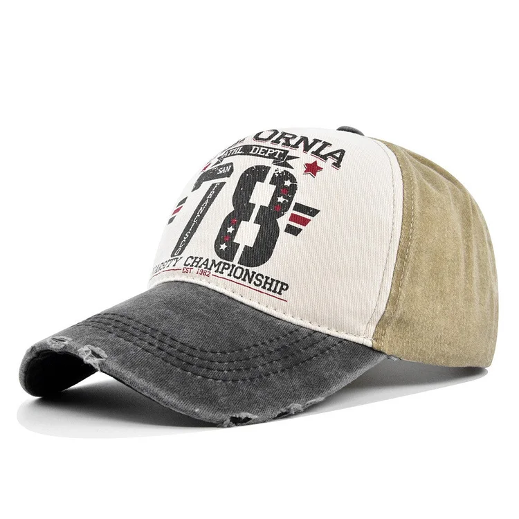 Cross-Border Graffiti Printing Baseball Cap 78 Washed Distressed Cap Color Matching Baseball Cap Floppy Hat Curved Brim Peaked C