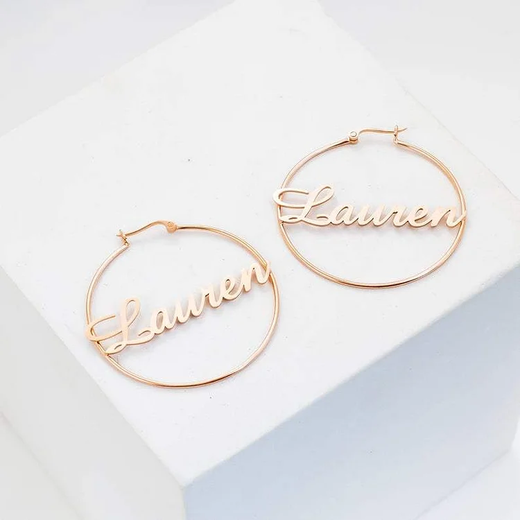 Personalized Name Hoop Earrings for Her