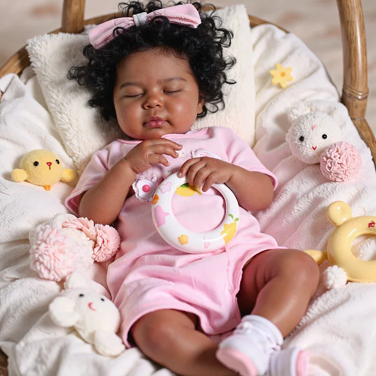 20" Handmade Lifelike Reborn African American Newborn Baby Sleeping Girl Lizara