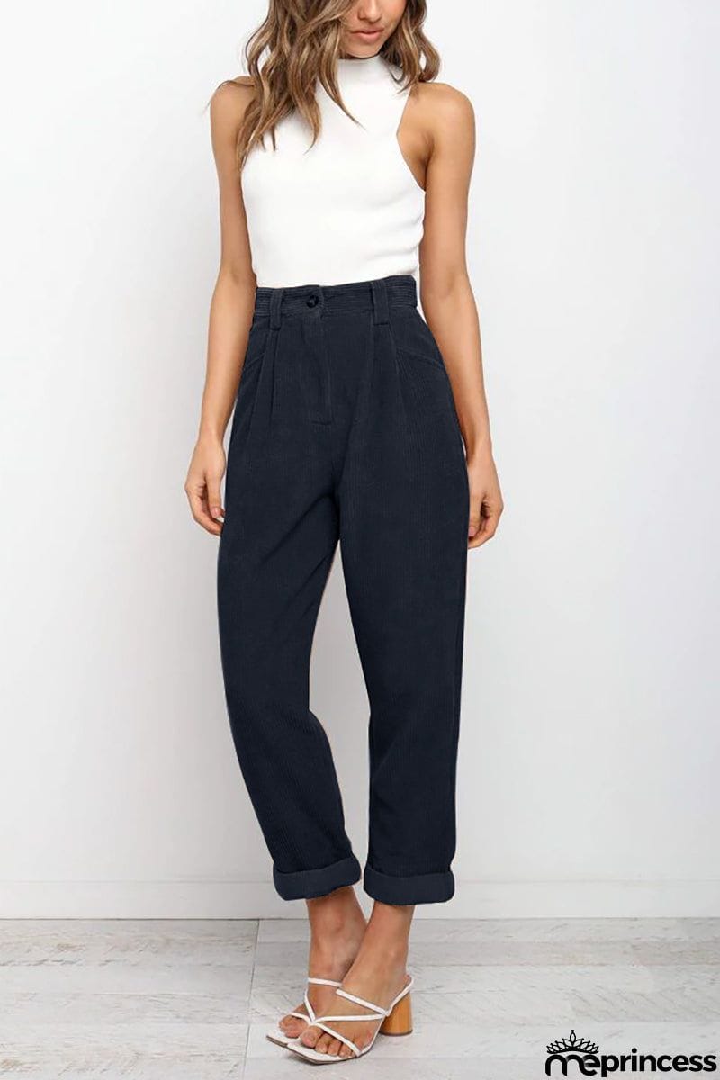 High Waisted Baggy Corduroy Pant