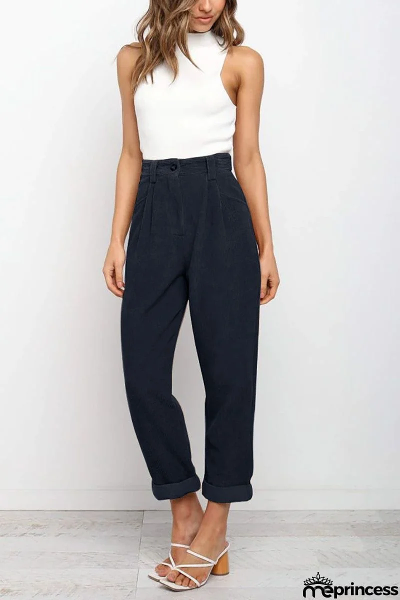 High Waisted Baggy Corduroy Pant