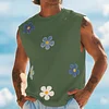 Men's Casual Surf-Style Tank Top With Floral Embroidery by Inlyline