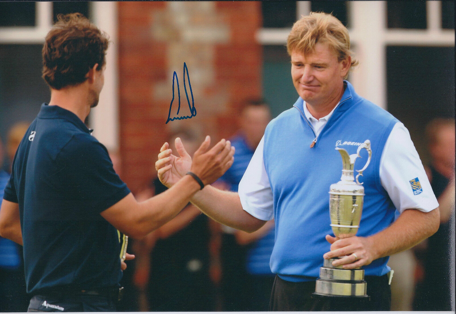 Ernie ELS SIGNED AUTOGRAPH 12x8 Photo Poster painting with Adam Scott AFTAL COA