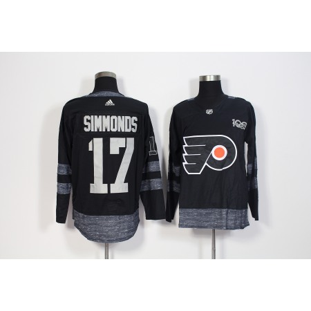 Men's  Philadelphia Flyers #17 Wayne Simmonds Black 1917-2017 100th Anniversary Stitched NHL Jersey