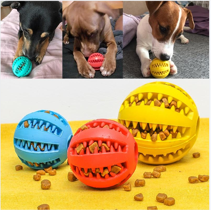 Dog Toys Interactive Elasticity Ball Natural Rubber Leaking Ball Tooth Clean Ball