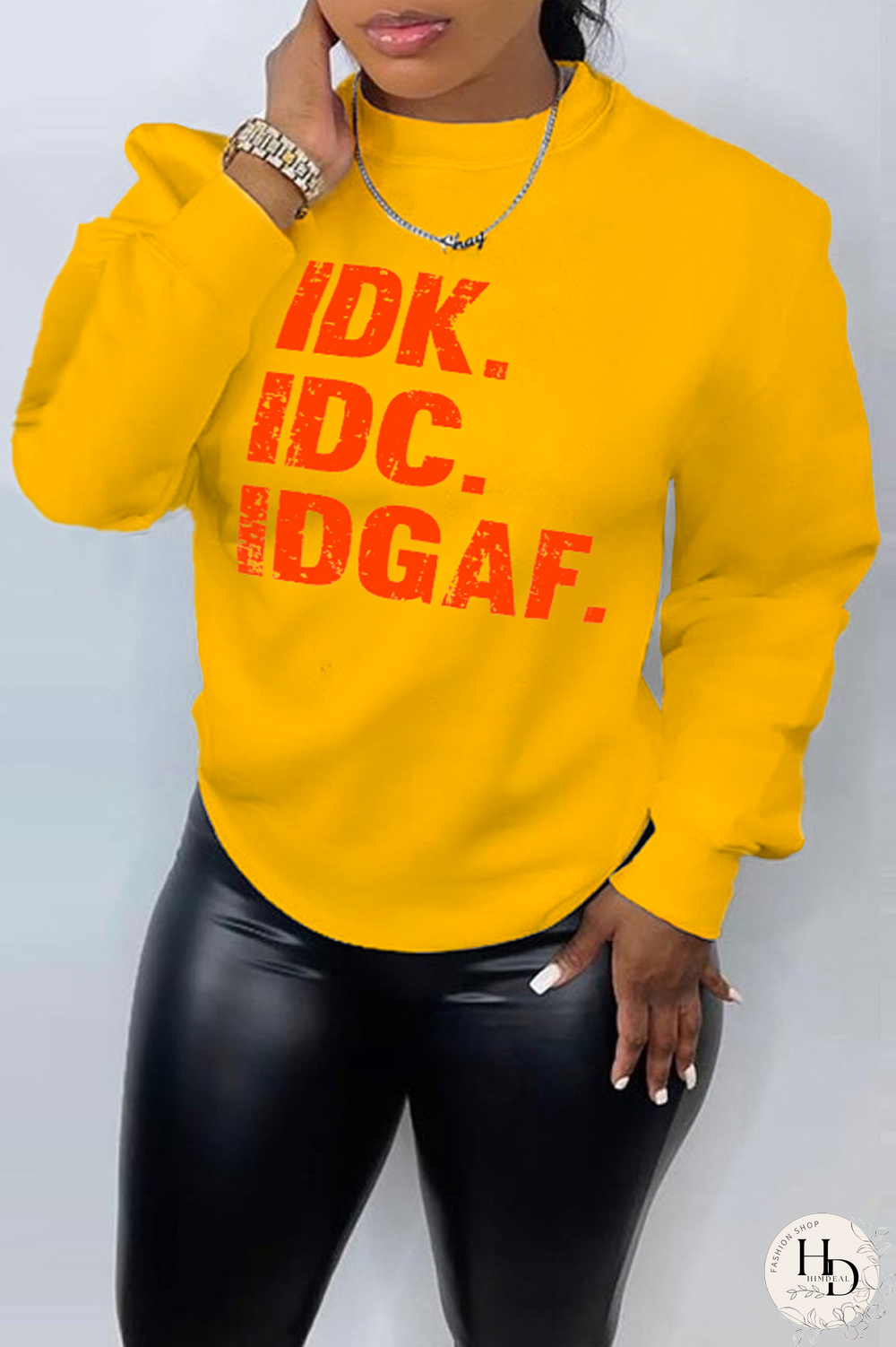 Yellow Casual Street Print Letter O Neck Tops