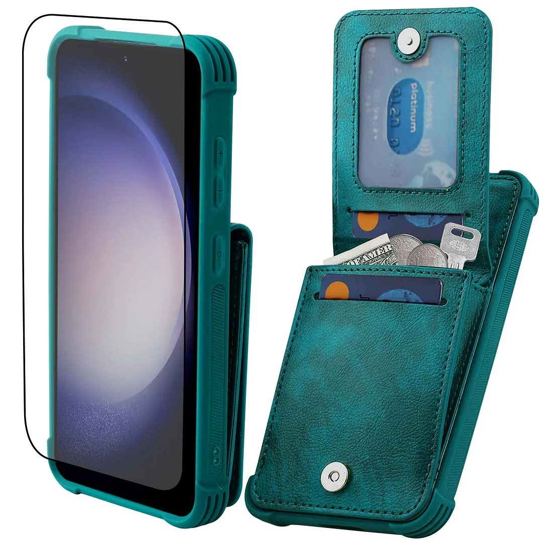 VANAVAGY Wallet Case Compatible for Galaxy S24 Plus 5G with Credit Card Holder and Coin Pocket