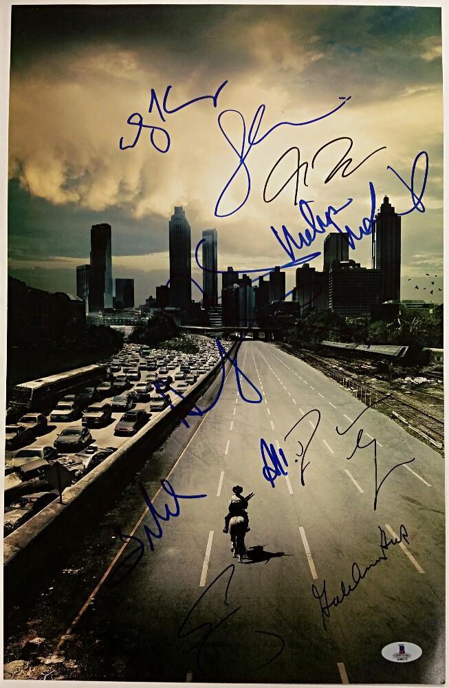 THE WALKING DEAD Cast (11) Signed 11x17 Photo Poster painting Nicotero Lincoln Beckett BAS COA