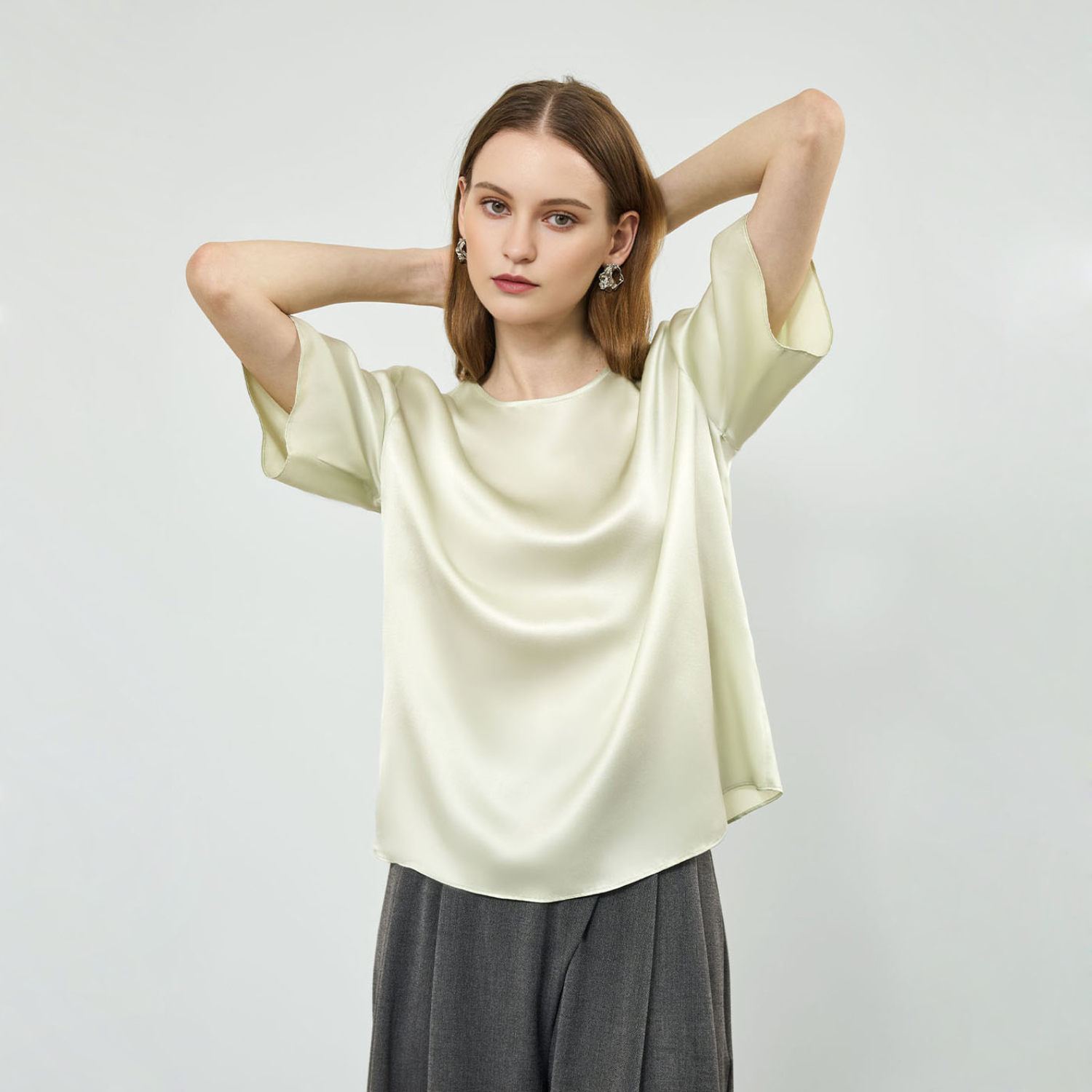 19MM 100% Mulberry Silk Crew Neck Top REAL SILK LIFE