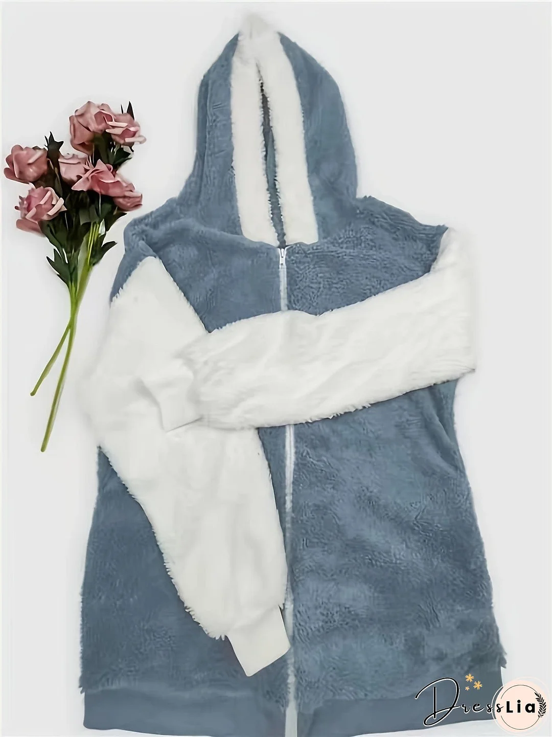 Textured Color Block Hoodie