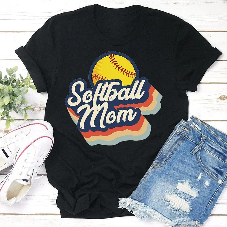 AL™ Retro Softball Mom T-Shirt Tee-Annaletters