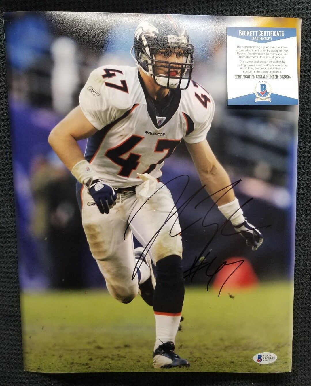 JOHN LYNCH Signed Autographed Denver Broncos 11x14 Photo Poster painting. BAS BECKETT