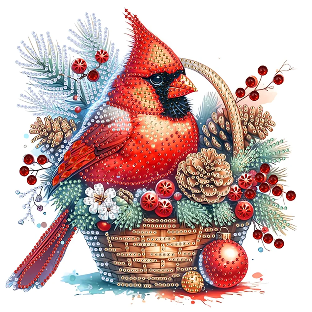 Partial Special-shaped Crystal Rhinestone Diamond Painting - Xmas Cardinal(Canvas|30*30cm)