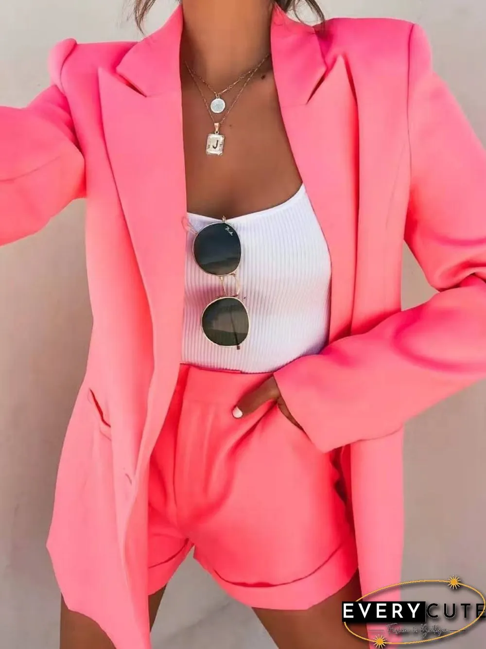 Spring Summer jacket shorts suit sexy temperament womens fashion casual lapel cardigan
