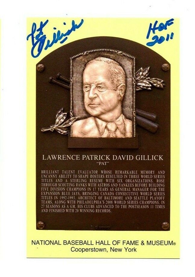 Pat Gillick GM hand signed autographed Hall of Fame Postcard Blue Jays Orioles!