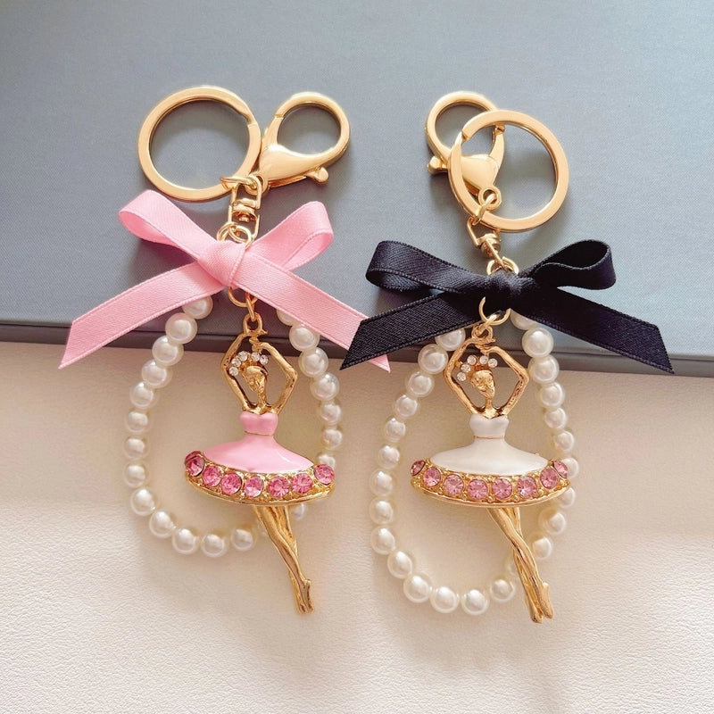 Korean Style Human Imitation Pearl Metal Unisex Keychain