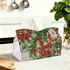 Christmas Poinsettia Butterfly 24cm DIY Diamond Painting Rhinestones Decorative Tissue Box Reusable Crystal Mosaic PU Tissue Holder for Home Car Desk Decoration Craft