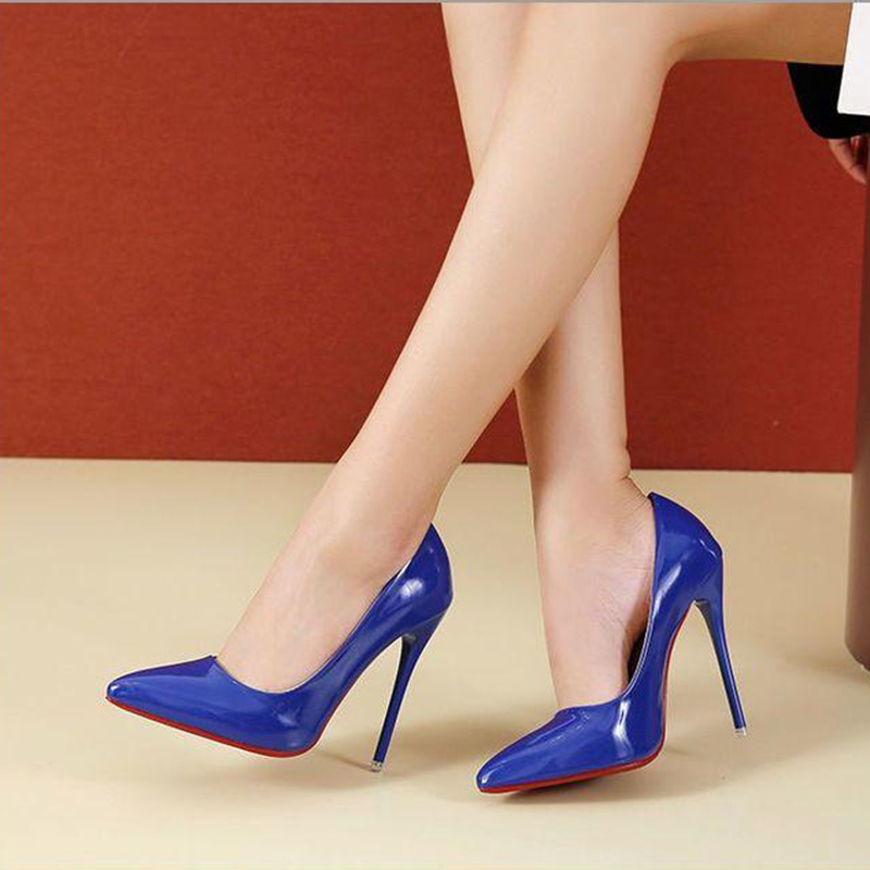 Solid PU Pointed Head 12cm Super High Heel Thin Heels Party Strap Stiletto Women Heels