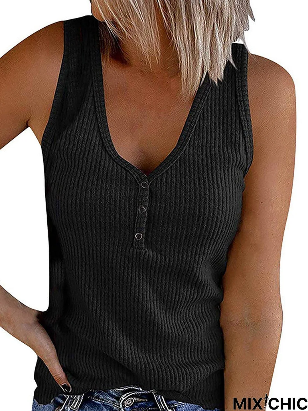Sheath Sleeveless Casual Crew Neck Tank & Cami