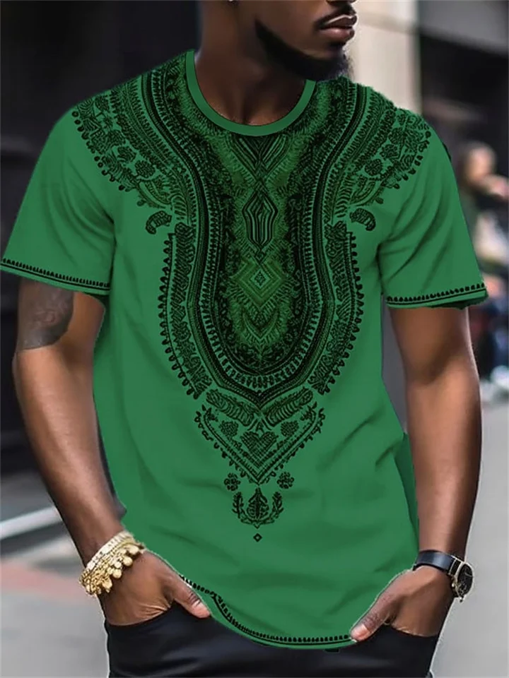 Men's Shirts Tee Graphic Color Block Tribal Crew Neck Clothing Apparel 3D Print | 168DEAL