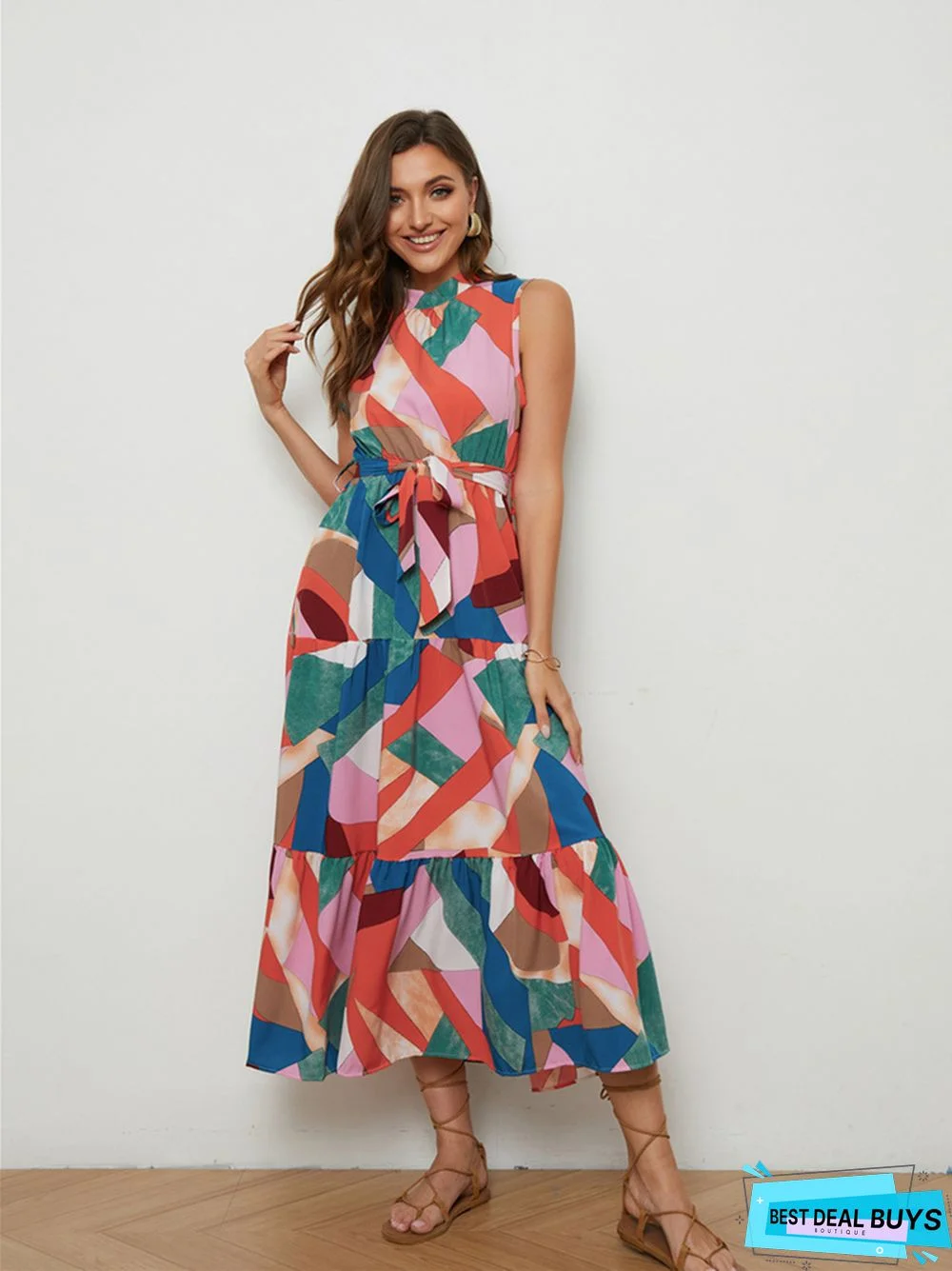 Explosions Sleeveless Lace-Up Holiday Style Dress In Summer