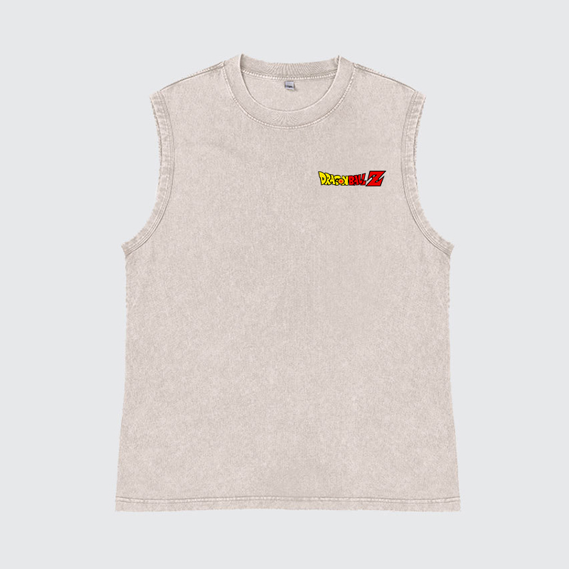 Casual Batik Washed Dragon Ball Animation Printed Fitness Tank Top