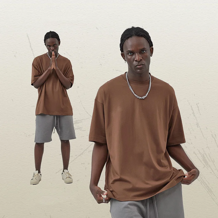 Premium Weight Cotton Crewneck T-Shirt - Coffee-REP  Stunahome.com