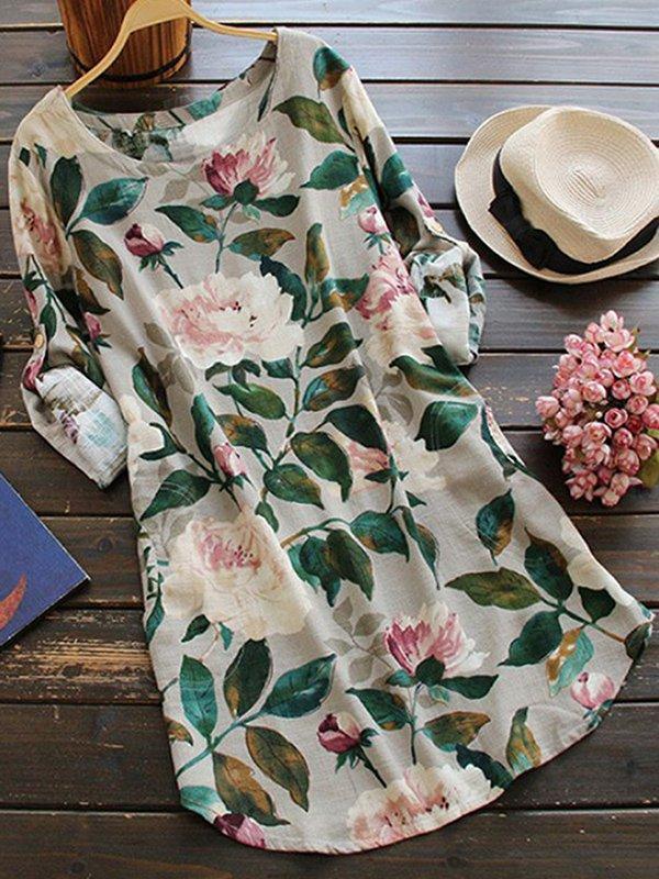 Shift Floral Long Sleeve Casual Dresses