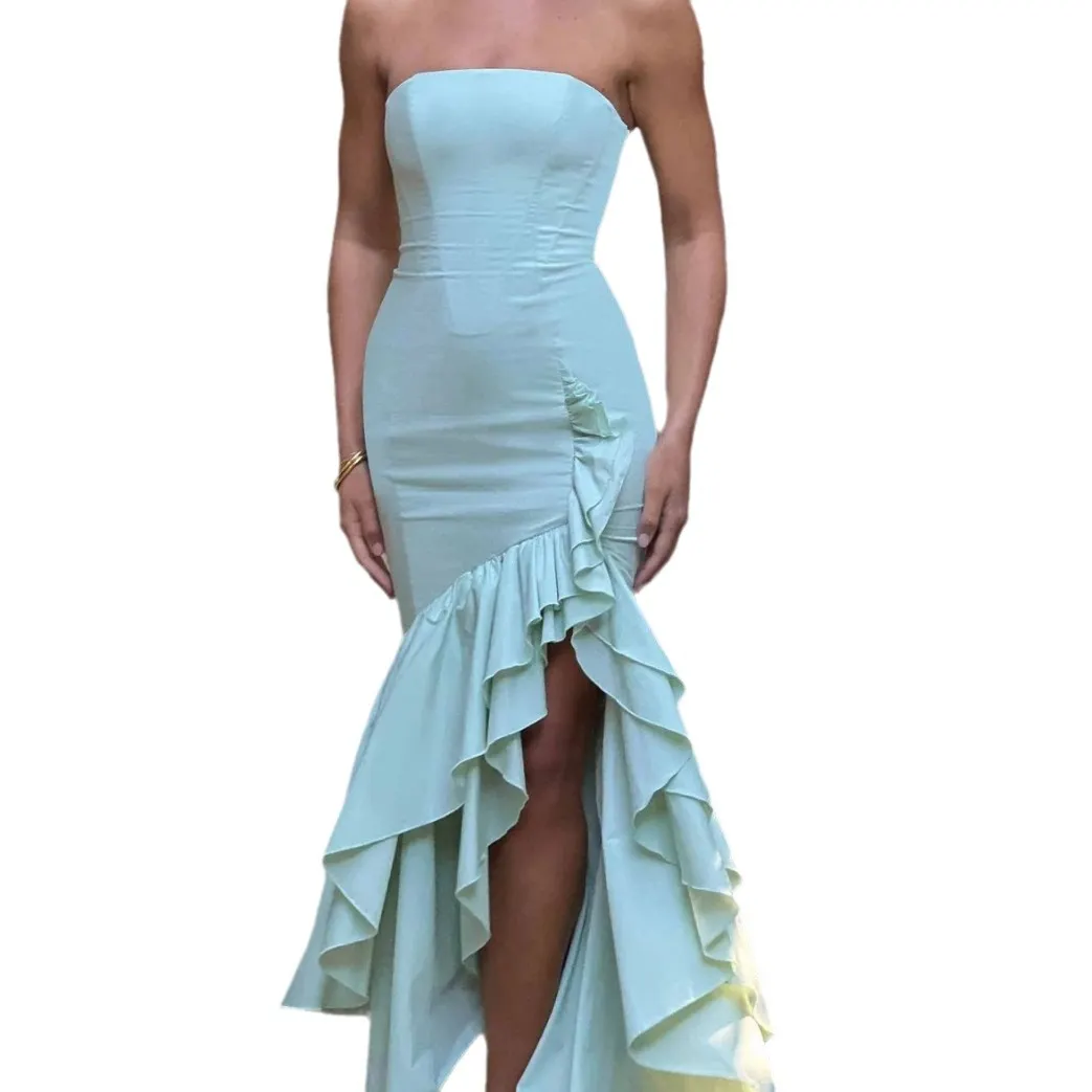 Uveng Uveng Women's Wear Elegant Strapless Slit Fashion Slim Backpack Hip Dress Dress