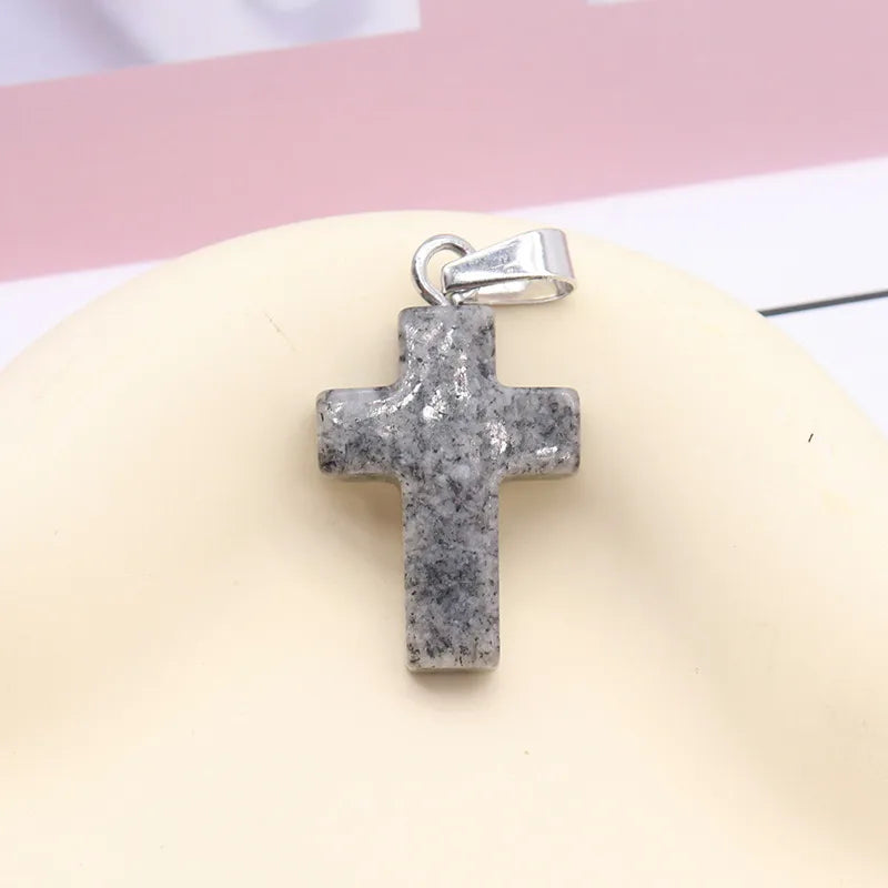1 Piece 2.5*1.8cm Natural Stone Cross Pendant