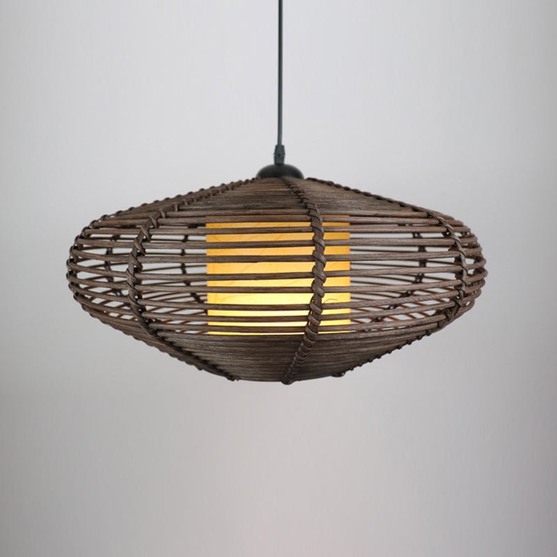 Coffee Rattan Pendant Light Lampshade For Living Room
