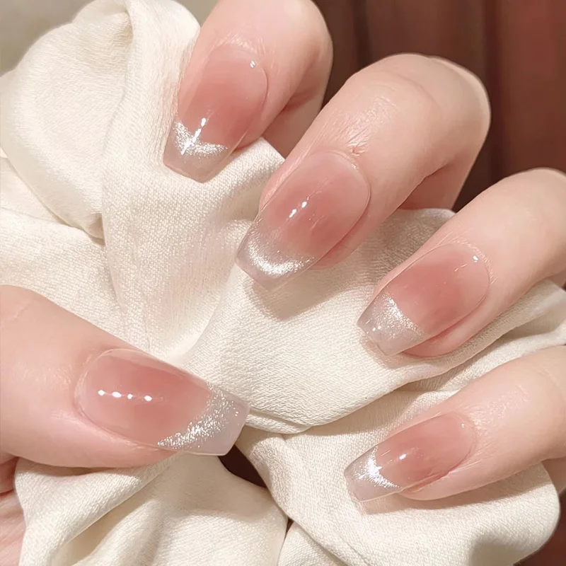 Buyerint 24pcs Wearable Pink Press on Nails – Butterfly Lovely Girl False Nails Tips with Jelly Gel Design  