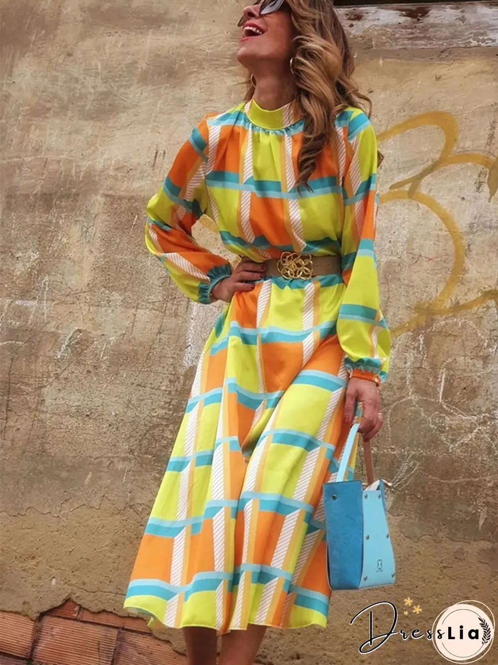 Casual and Loose Print A-line Dress with Waist Reduction