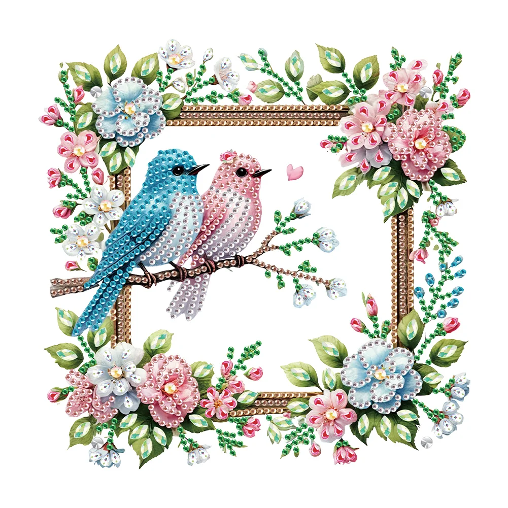 5D DIY Flower Bird Acrylic Special Shape Rhinestone Tabletop Photo Frame Kit