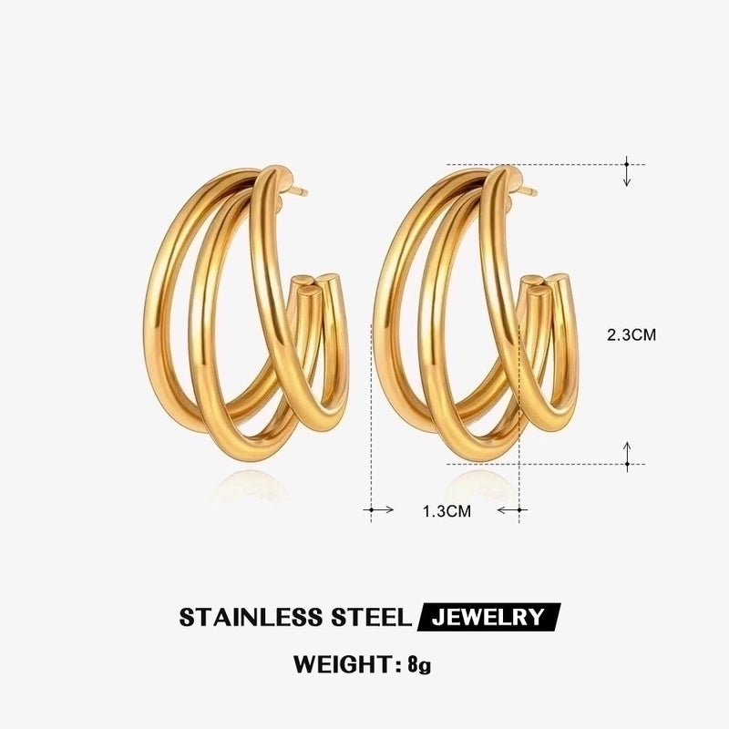 1 Pair Classic Style Geometric Plating 304 Stainless Steel 18K Gold Plated Earrings