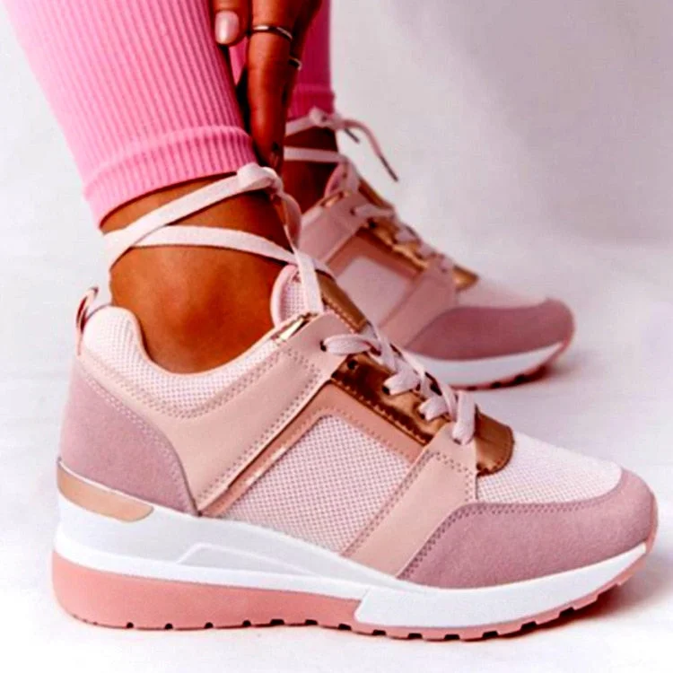 Women's Shoes 2021 Summer Wedge Platform Casual Shoes Women Lace Up Sports Shoes Woman Plus Size Non Slip Breathable Sneaker