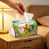 (24cm)Diamond Art Tissue Box DIY PU Napkin Cover for Home Decoration(farm chicken)