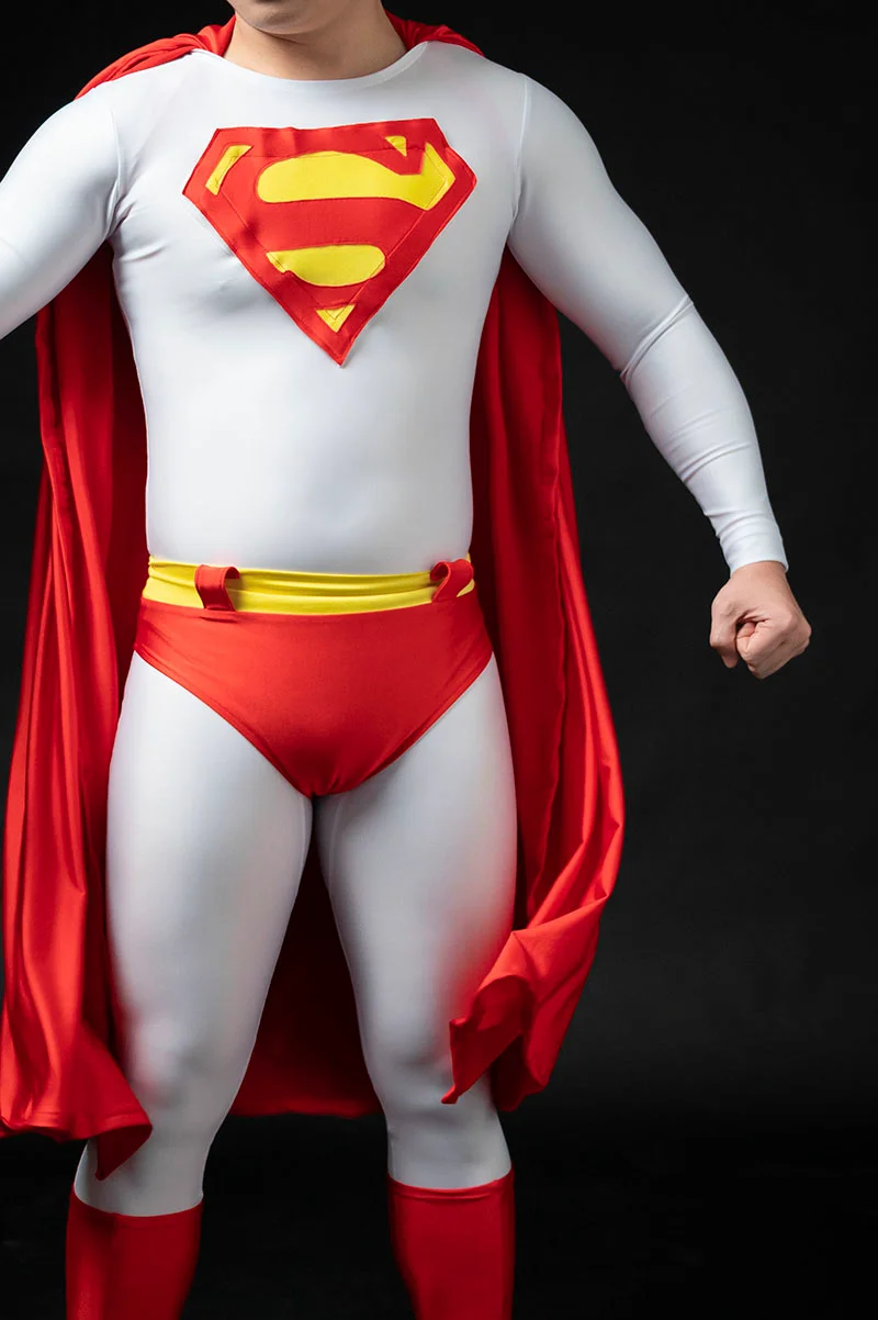Superman Cosplay Costume DC Comics White Jumpsuit