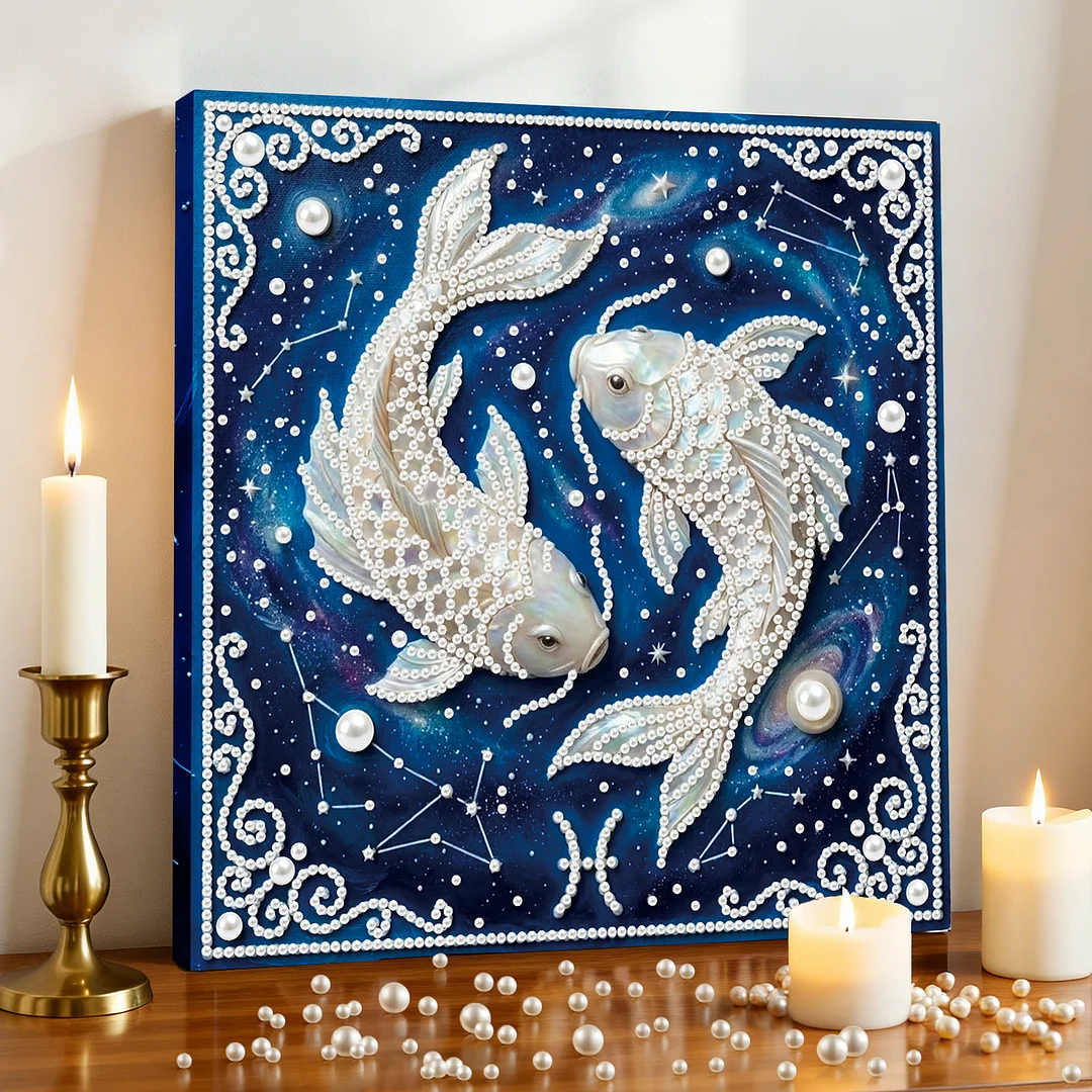 Pisces - DIY Pearl Diamond Art Kit With Frame 25*25cm