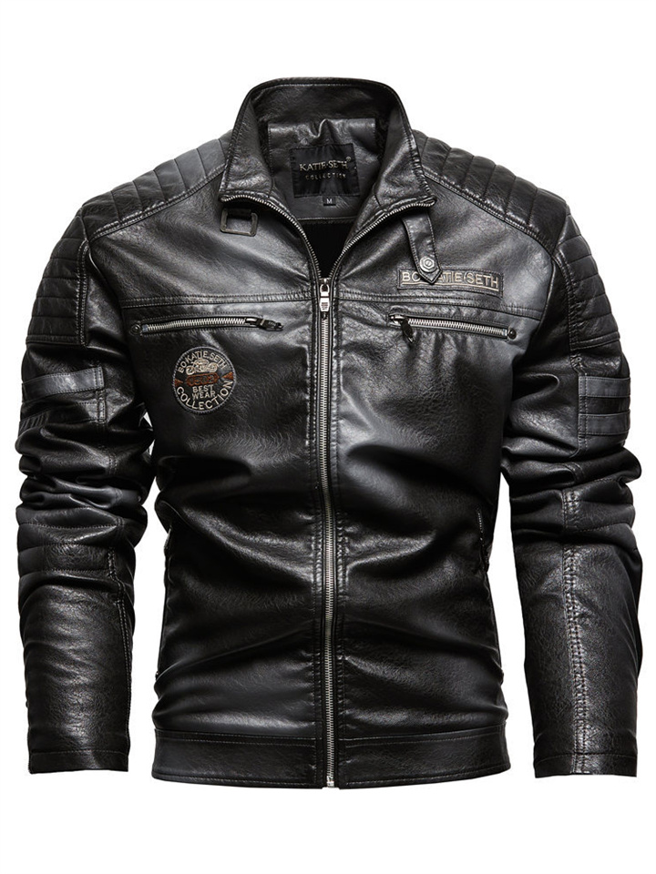 Casual Windproof Men's Leather Jacket Men's Pu Leather Jacket Motorcycle Clothing Padded Leather Jacket Men Jacket Men