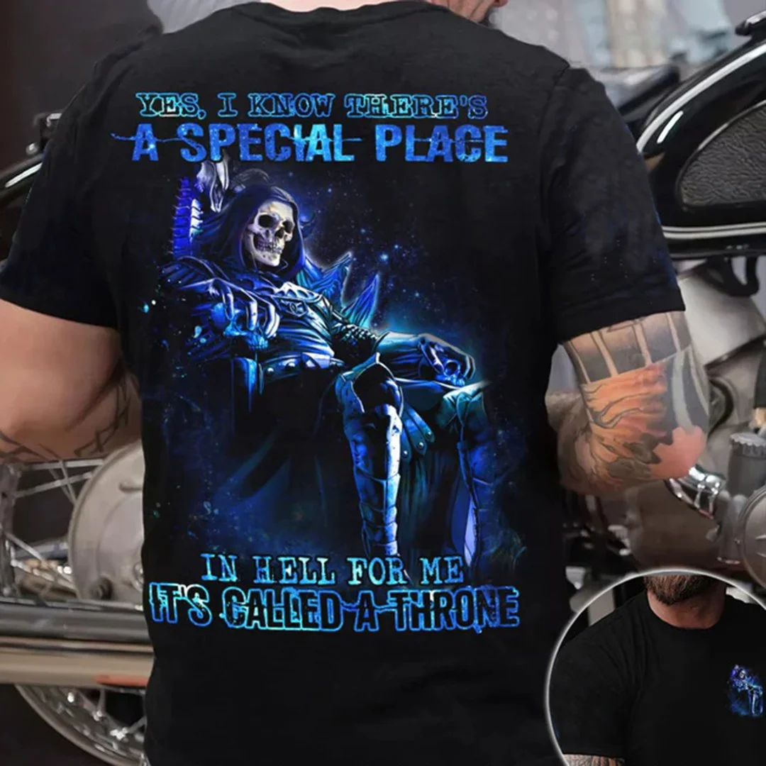 Special Place In Hell For Me Throne Skull Print Mens Short Sleeve T-Shirt