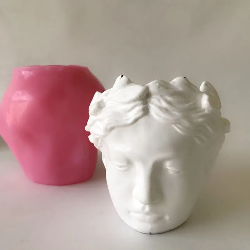 Handmade Cement Human Face 3D Girl Flower Pot, Silicone Molds, Concrete Craft, Planter Making, Cement Vase Mould