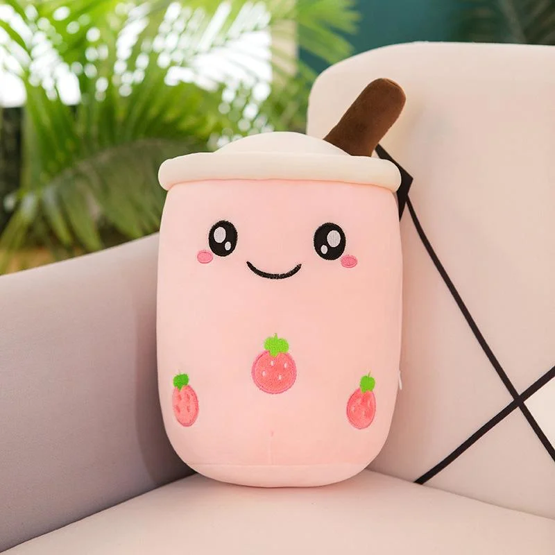 Cuteeeshop Pink Strawberry Boba Tea Plush Super Kawaii Plushies